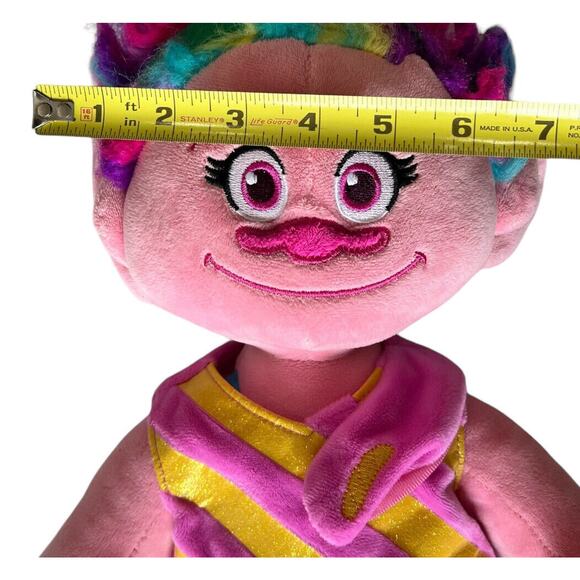 Build-A-Bear Princess POPPY Troll Stuffed Doll 20” Pink Dress Rainbow Hair Plush - Picture 10 of 14